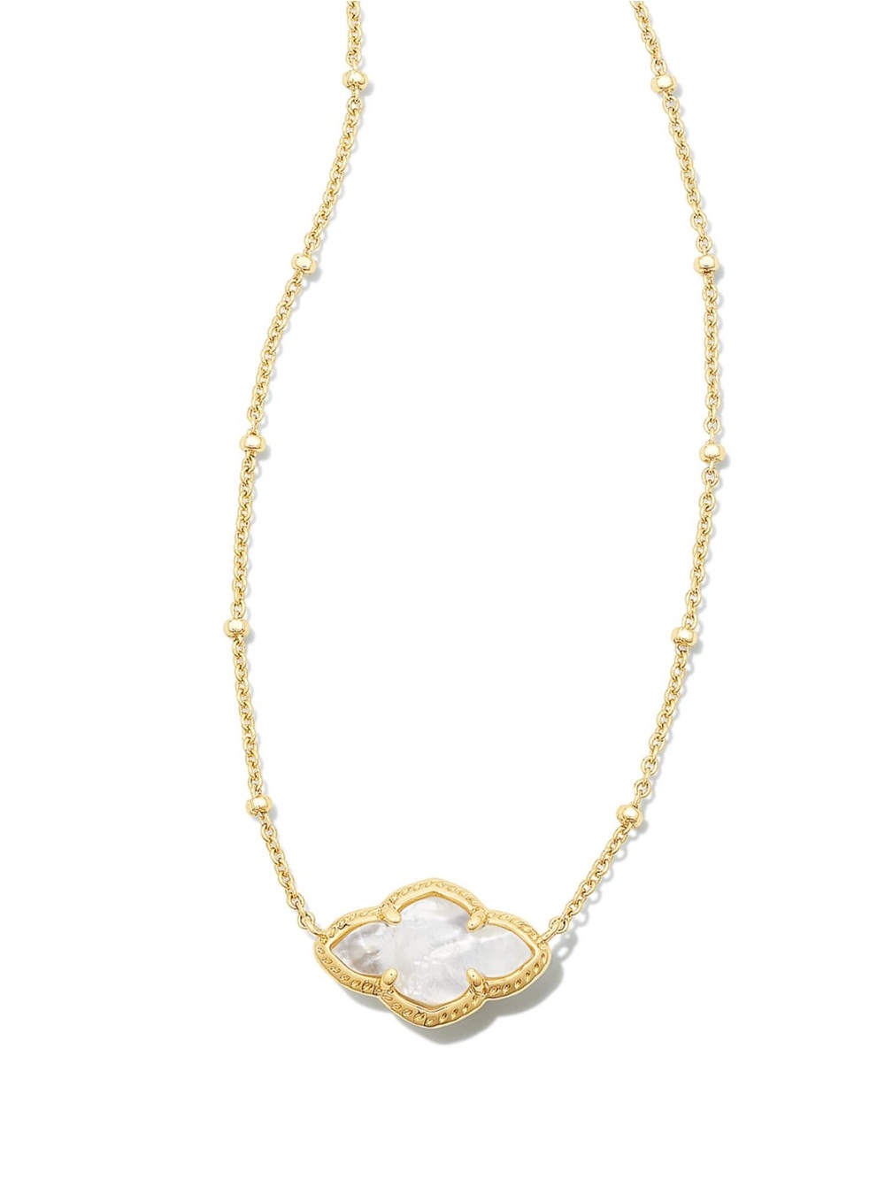 KENDRA SCOTT Abbie Gold Pendant Necklace in Ivory Mother-of-Pearl NWOT